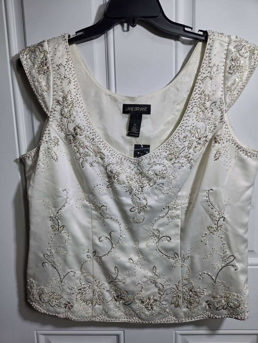 ✨ NWT Lane Bryant Ivory Beaded Sequin Cap Sleeve Top 16